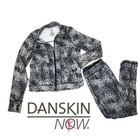 Danskin Now Womens Activewear Set XL Gray & Black zip up jacket and leggings - Picture 1 of 8